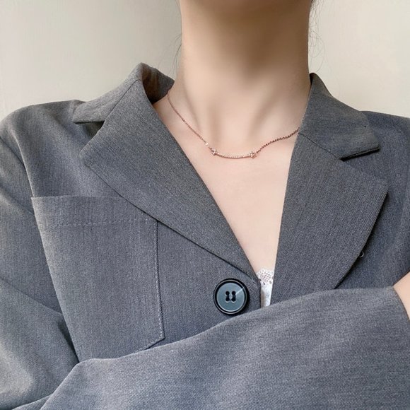 💕Last one Curve Bar Smily Rhinestone Necklace - Picture 4 of 5